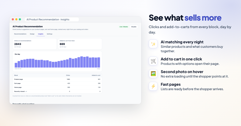 Ecwid SmartSuggest - AI Product Recommendation