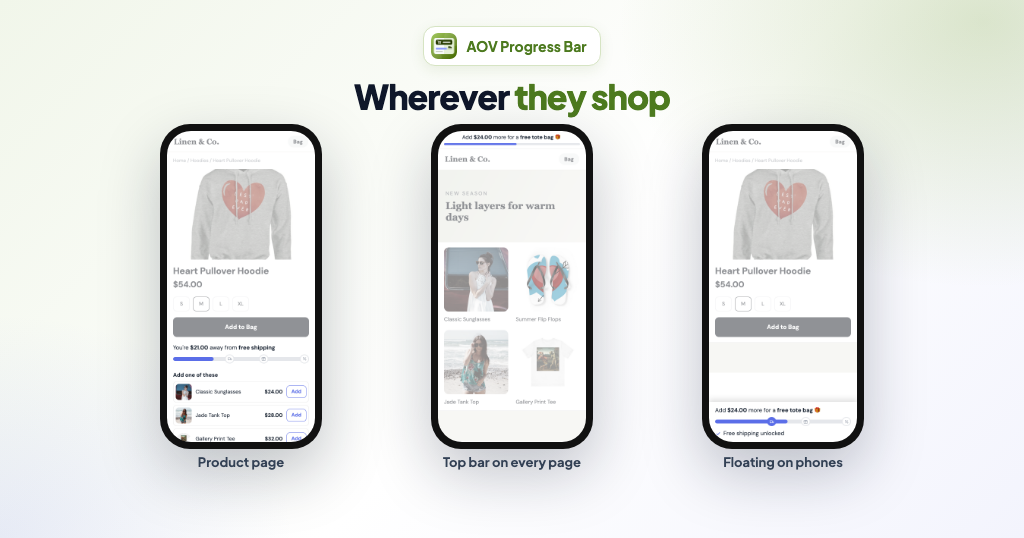 Ecwid AOV Progress Bar: Urge customers to purchase more items