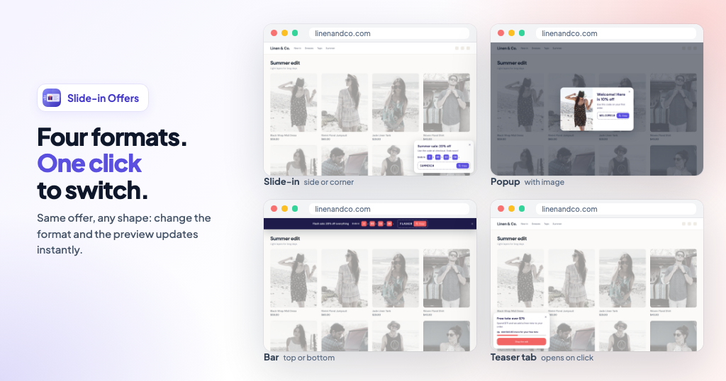 Slide-in Offers – Coupon Popups, Bars & Countdowns