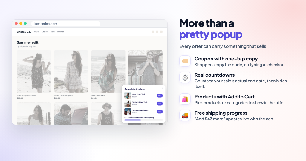 Slide-in Offers – Coupon Popups, Bars & Countdowns