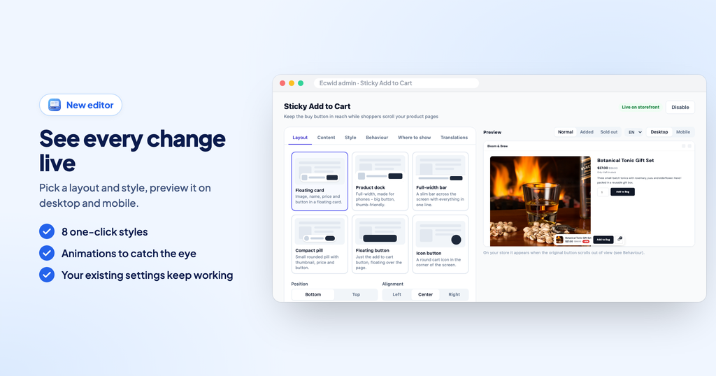 Ecwid Sticky Add to Cart Button