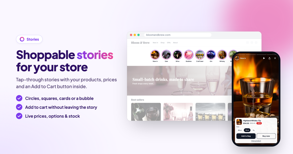 Ecwid Shoppable Stories - Automatically create shoppable, Instagram like stories from your products