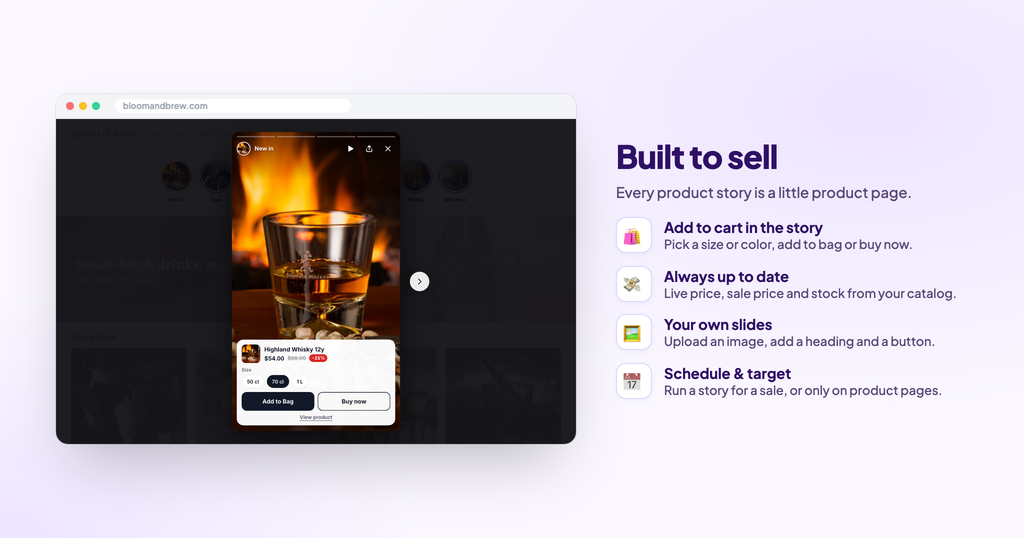 Ecwid Shoppable Stories - Automatically create shoppable, Instagram like stories from your products