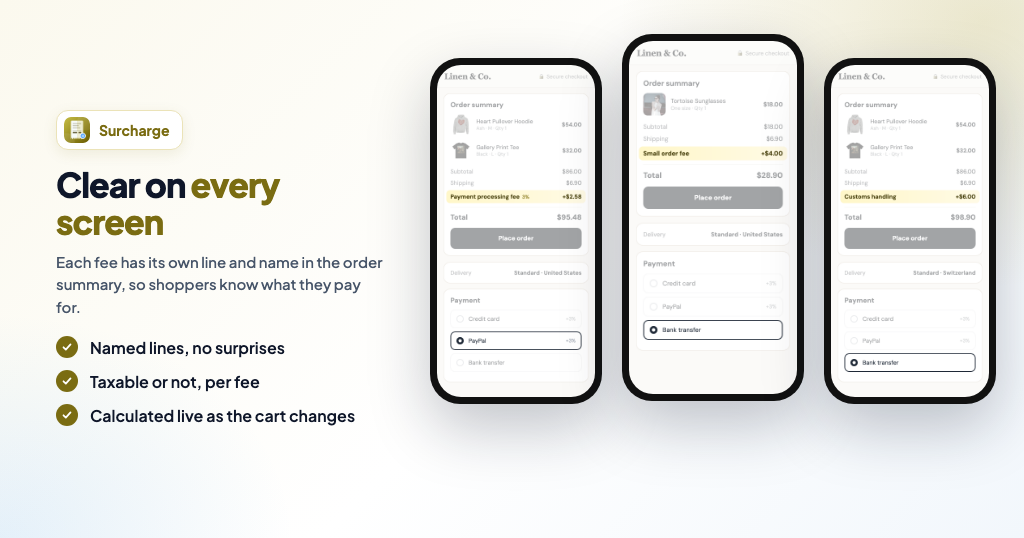 Ecwid Smart Cart Surcharges