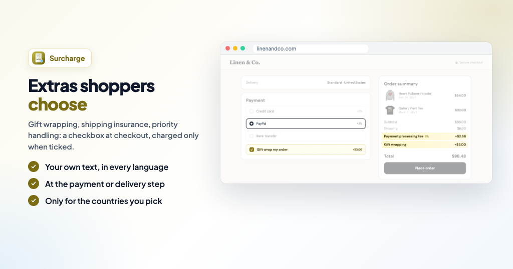 Ecwid Smart Cart Surcharges