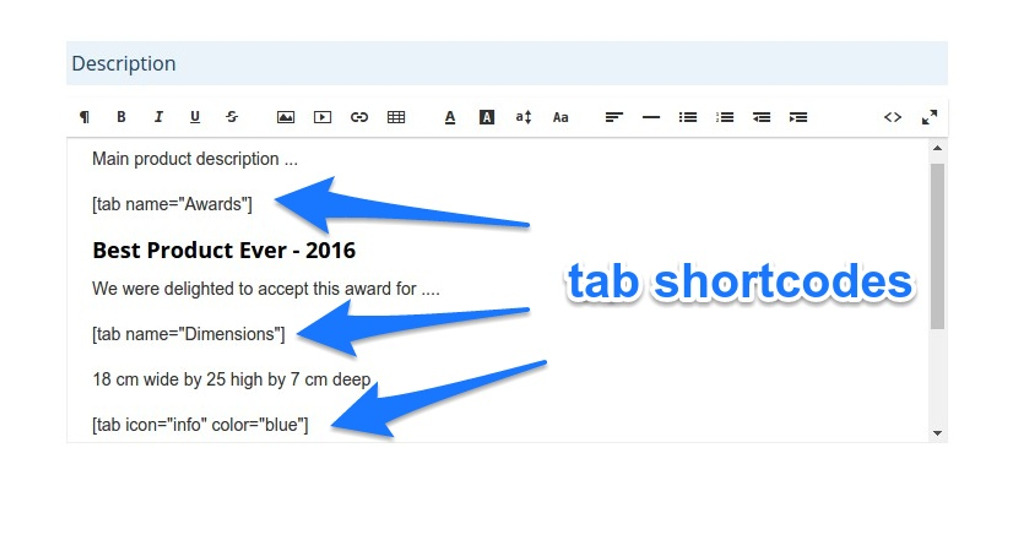 Tabber: Product Description Tabs